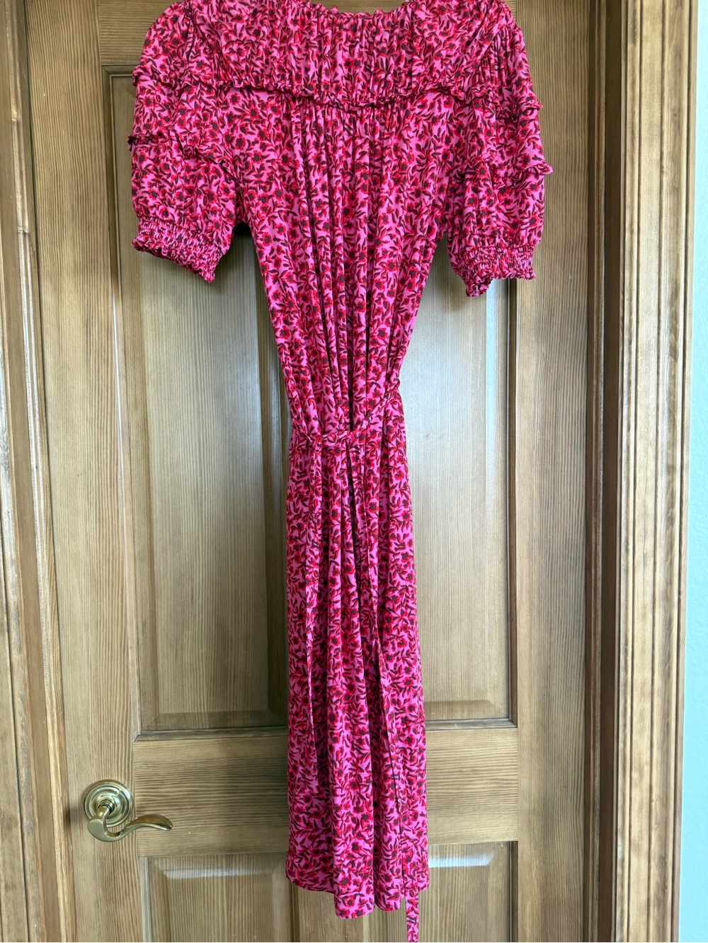 Boden Pink Floral Smocked Off-Shoulder Midi Dress